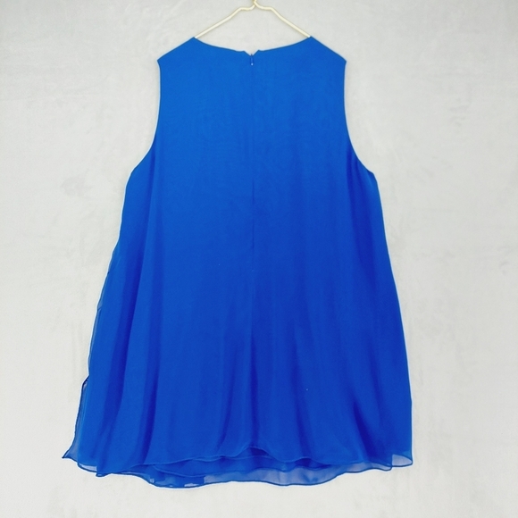 Eliza J Lined Blue Chiffon Ruffle 100% Polyester A Line Mini Dress p3882 - Picture 7 of 10